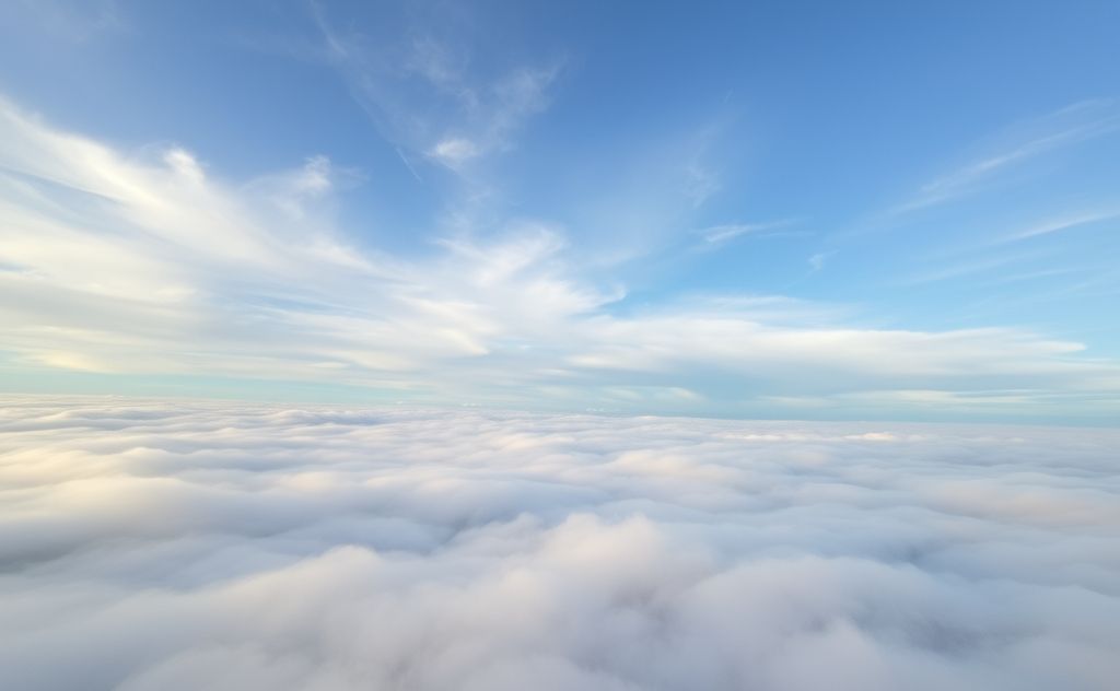 A serene landscape with soft clouds and gentle breezes symbolizing calm.