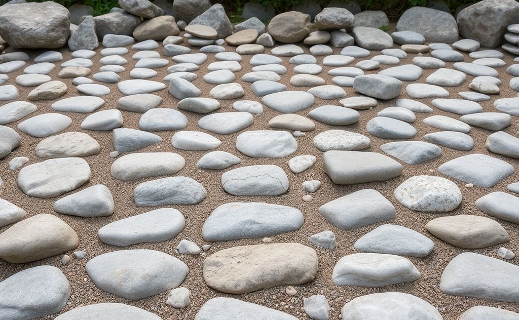 A serene landscape with stones arranged in a calming pattern.