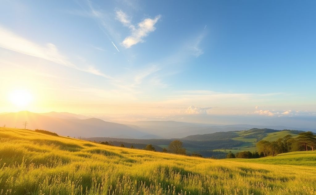 A serene landscape with uplifting nature elements symbolizing positivity.