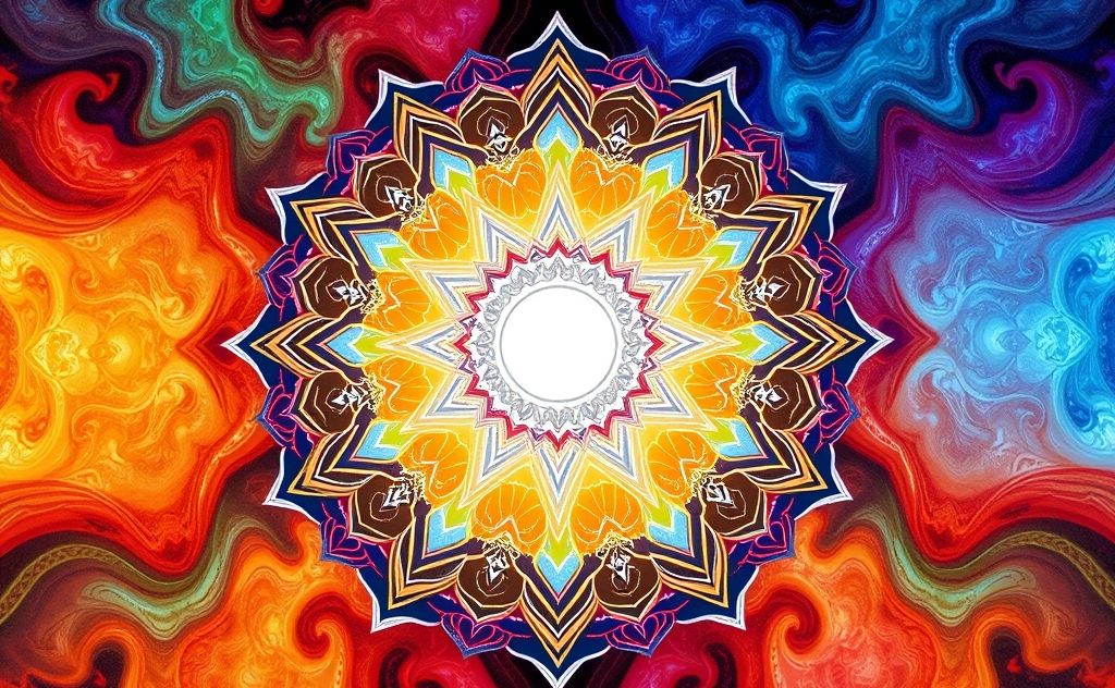 A serene mandala surrounded by vibrant chakra symbols.