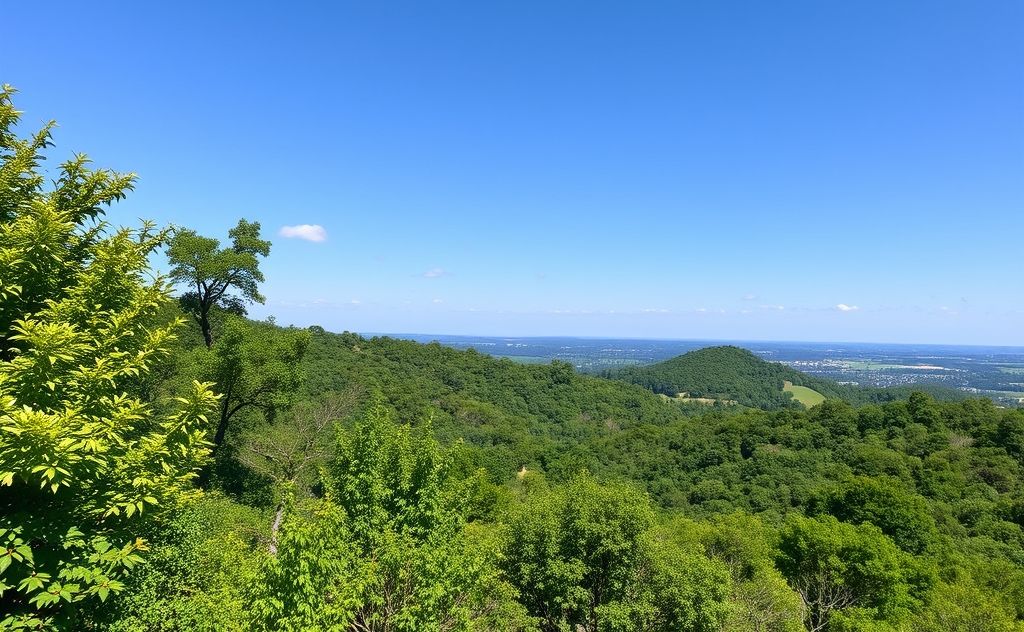 A serene natural landscape with lush greenery and clear skies.