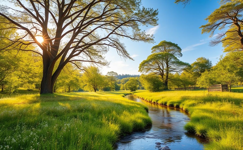 A serene nature scene with a tranquil space for reflection and healing.