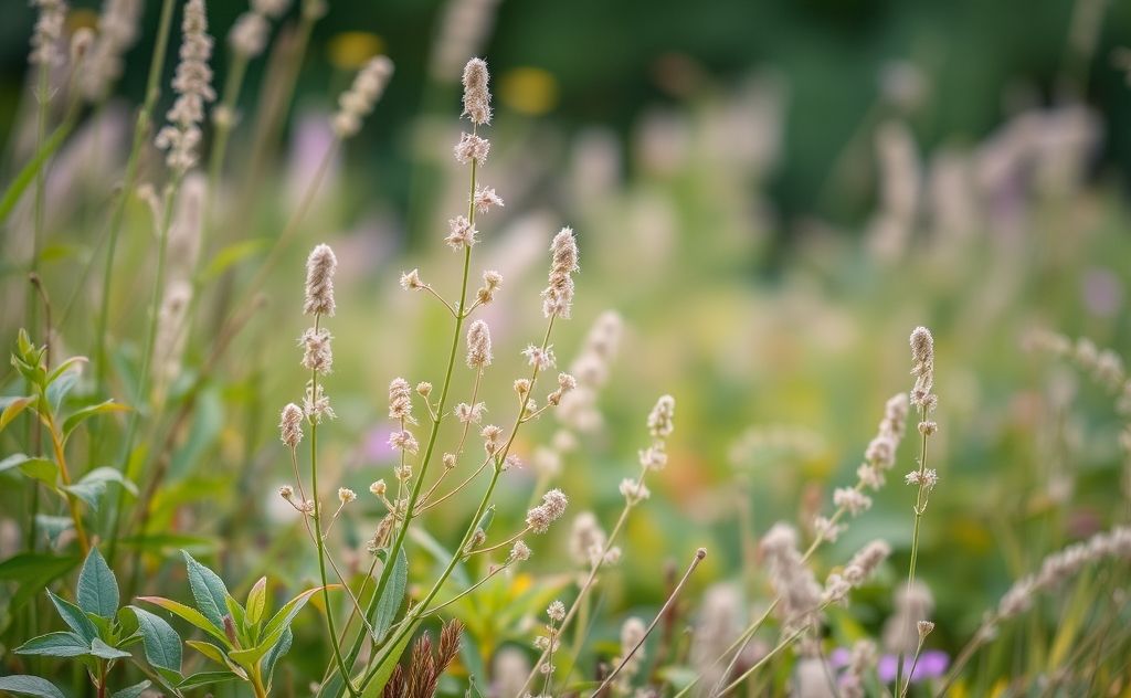 A serene nature scene with gentle plants and soothing colors.