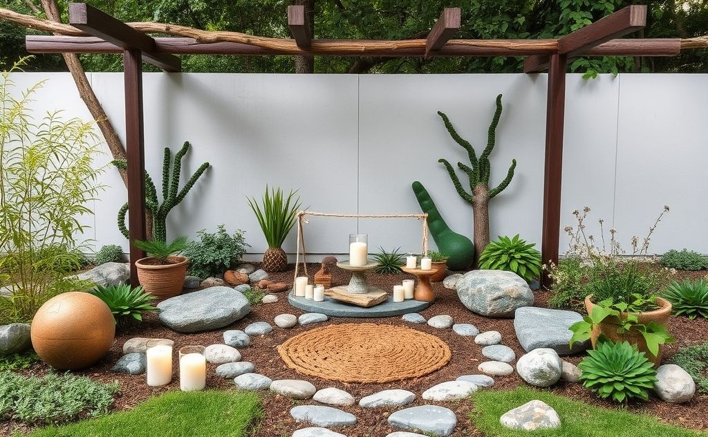 A serene outdoor setting with natural elements for a sacred space.