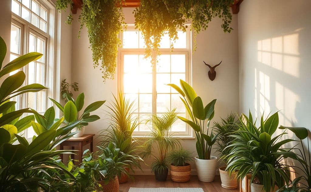 A serene room filled with plants and natural light promoting wellness.
