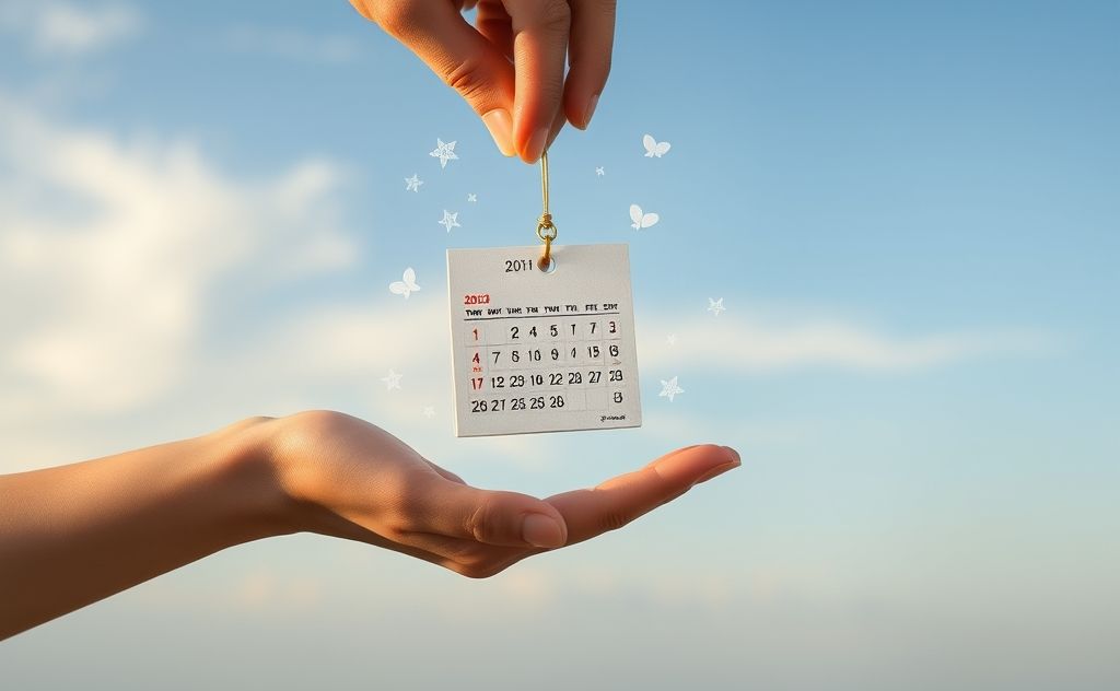 A serene scene of a hand gently declining an overflowing calendar.