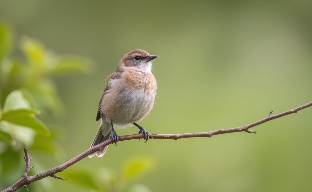 A serene scene of a healthy bird perched on a branch in nature.