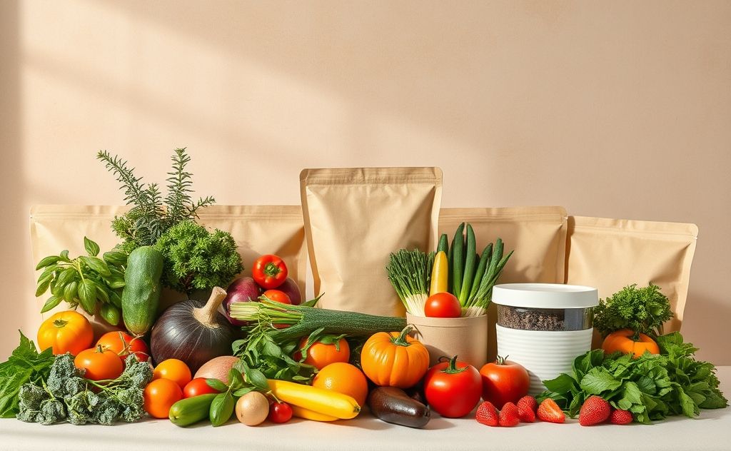 A serene scene of natural ingredients and eco-friendly products.