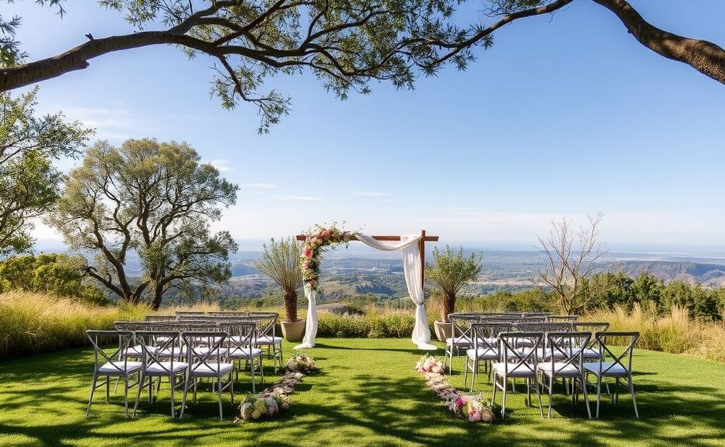 A serene setting with nature elements for transformative ceremonies.