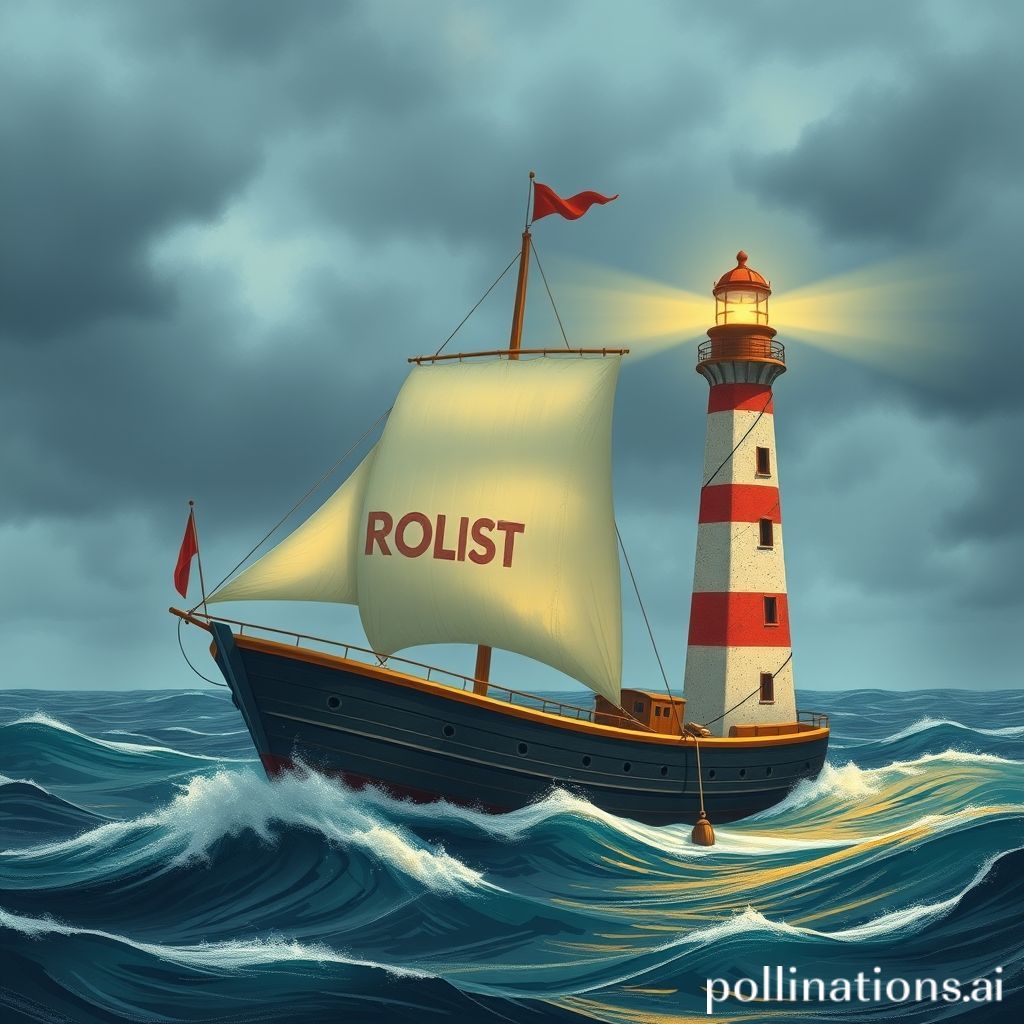 A ship navigating stormy seas, guided by a lighthouse representing the stability of real estate note investments.