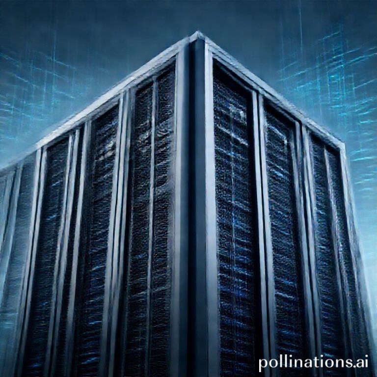 Goldman Sachs building facade with digital overlay, symbolizing billions in investment for AI data centers and energy infrastructure.