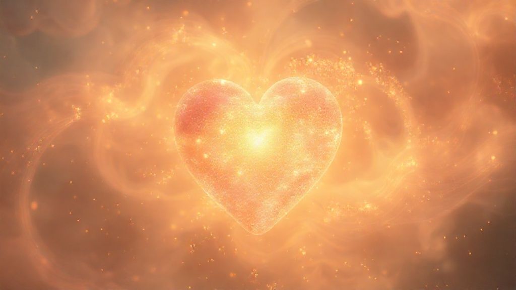 A softly glowing, ethereal heart overflowing with shimmering, golden light, surrounded by gently swirling, pastel colors. Dopamine and serotonin are visualized. Mystic, 4k, cinematic.