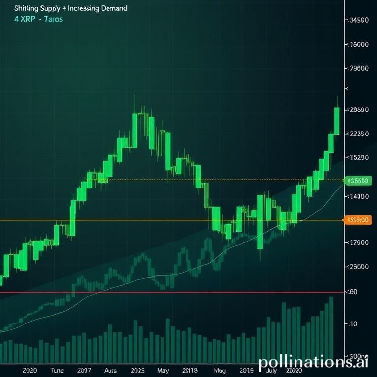 XRP price chart illustrating potential growth fueled by a predicted short squeeze and diminishing market supply.