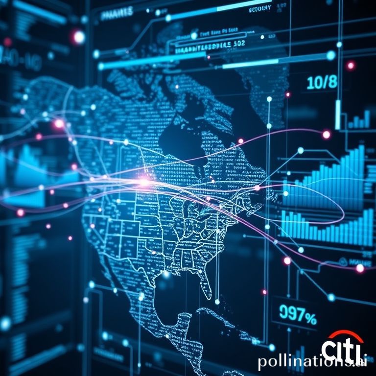 Citi's Single Event Processing tech expanding real-time asset servicing to North America, showing digital data streams and network efficiency.
