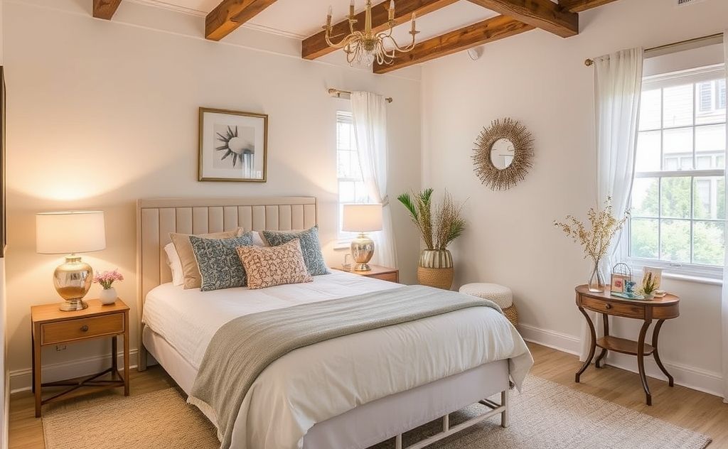 A sparkling clean room with seasonal decor changes.