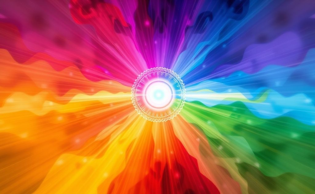 A spectrum of vibrant colors representing chakra energy.