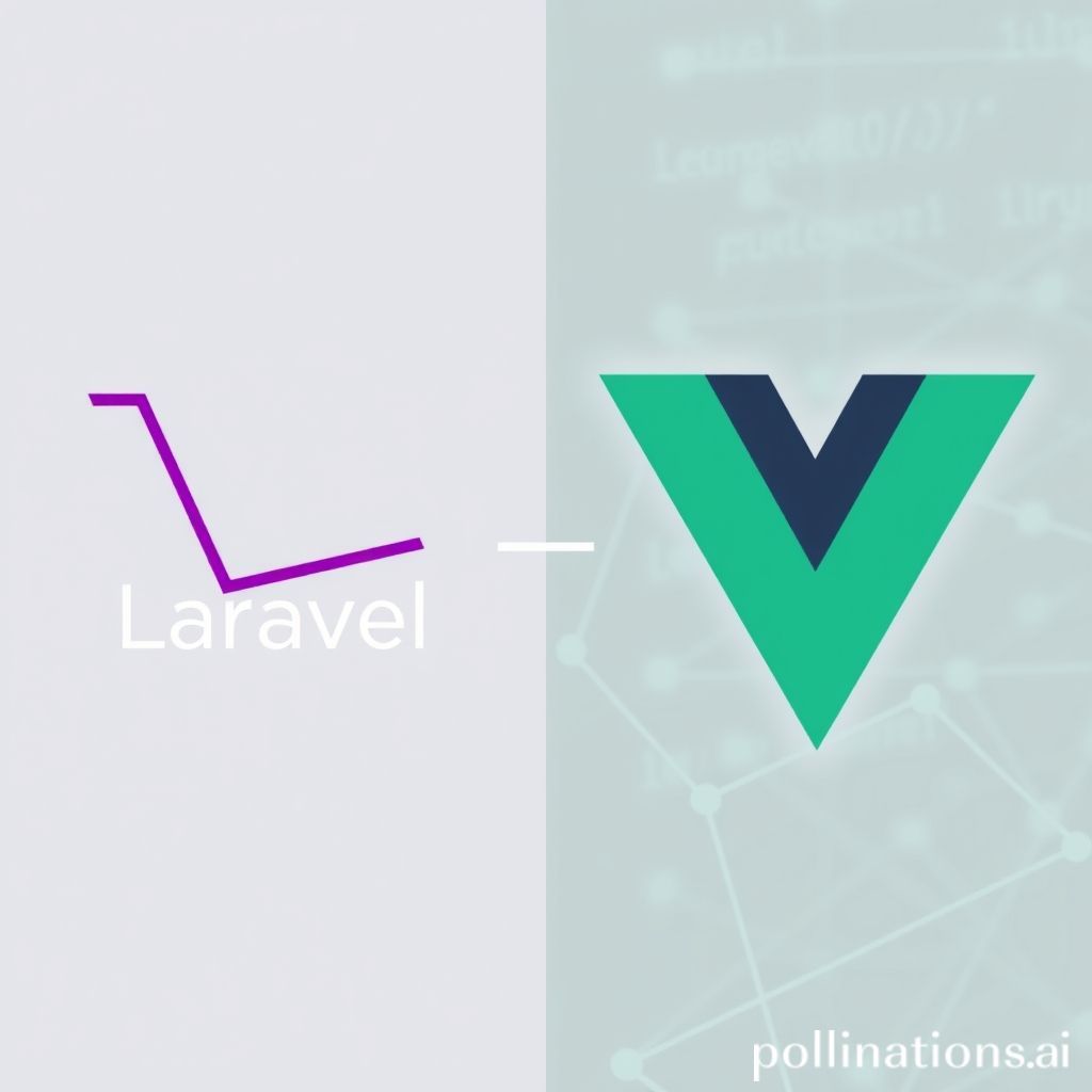 A split image showing the Laravel logo (stylized 'L' with 