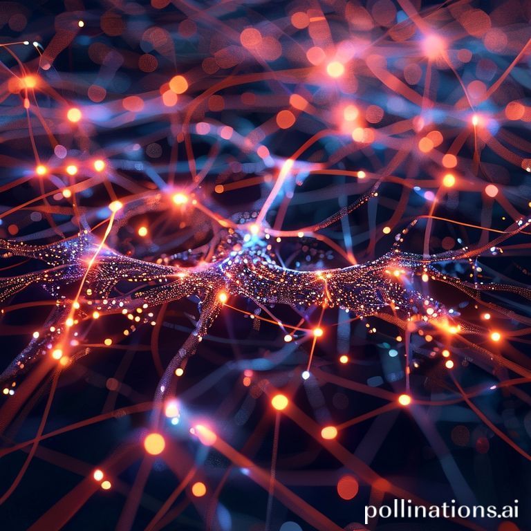 A stylized, abstract image of an artificial intelligence neural network, represented by glowing nodes and interconnected pathways. In the foreground, a miniature, highly detailed motherboard acts as the central power source, visually powering the AI. The overall impression is one of immense processing power and data flow, illustrating the critical role of "TikTok algorithm motherboard speed" in enabling sophisticated AI.