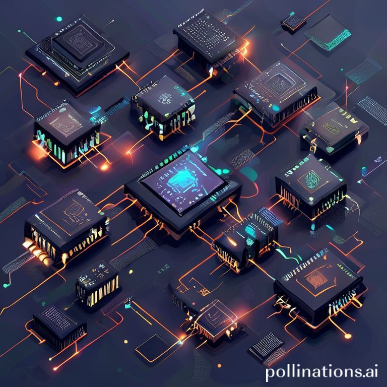 A stylized graphic showing interconnected specialized AI chips (GPUs, TPUs) radiating lines of data, symbolizing their role as the 'brain' of the AI chip revolution.