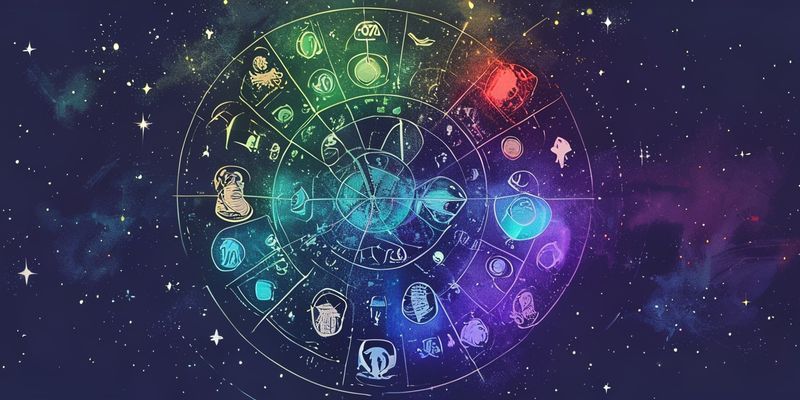 12 burcun çember şeklinde dizilmiş olduğu stilize edilmiş bir çizim