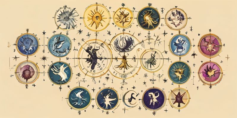 A stylized representation of the twelve zodiac signs arranged in a circle.