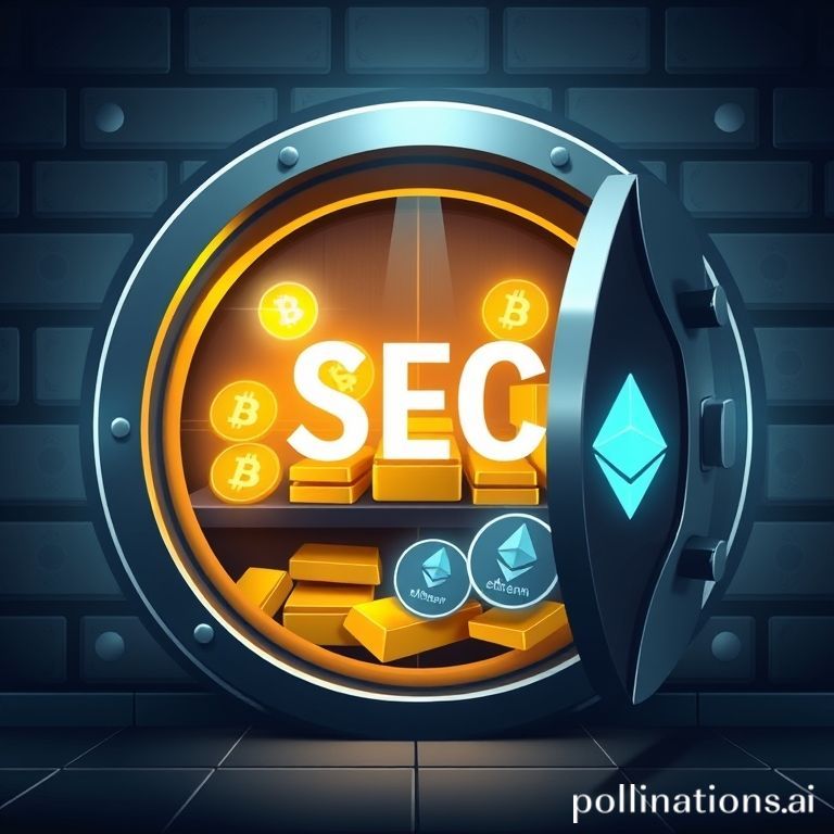 Visualizing the intersection of traditional banking and digital assets, with a focus on secure crypto custody under SEC guidance.