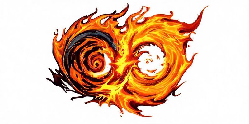 Birbirine dolanan ve çatışan iki ateşli spiral