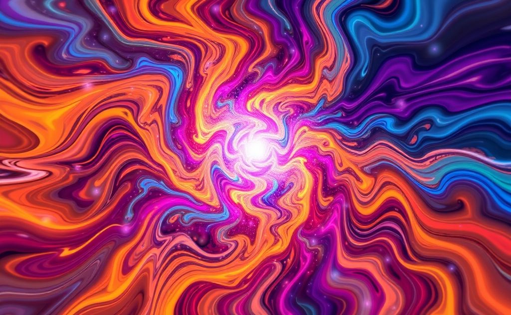 A swirling energy vortex with symmetrical patterns and vibrant colors.