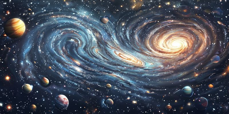 A swirling galaxy with planets and stars, representing cosmic influences