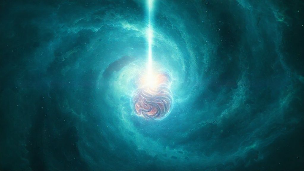 A swirling nebula of anxieties. A glowing, knotted stomach in the center, radiating outward with ethereal blues and greens. Light pierces through, representing focus, survival. Mystic, 4k, cinematic.