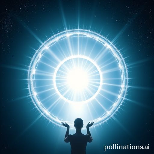 A symbolic image showing a person sending out a wave of light energy, which then circles the earth and returns to them as three distinct, more powerful waves of light.
