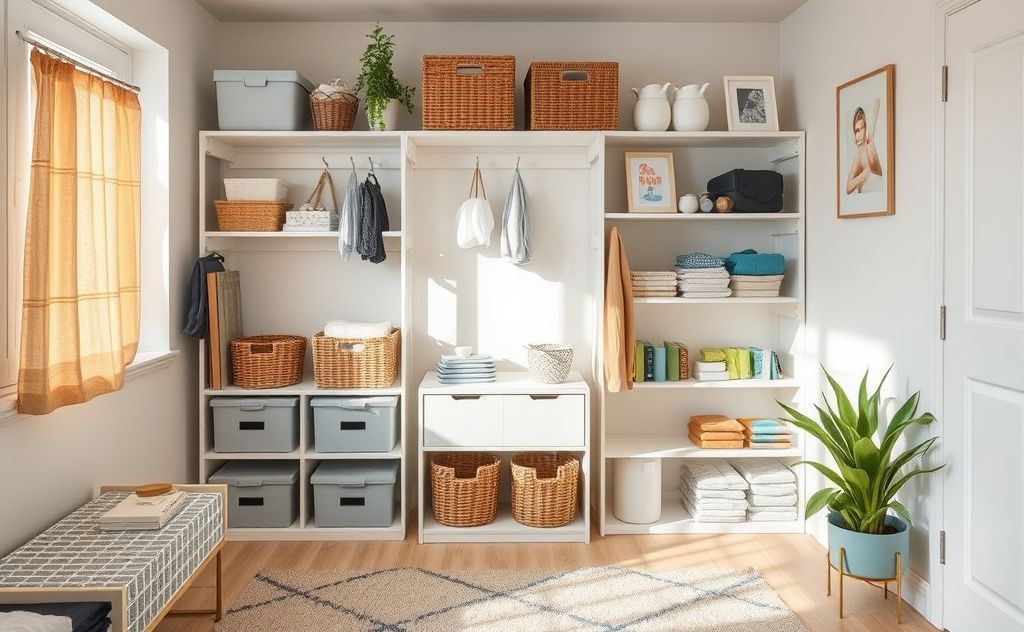 A tidy room with organized items and a fresh, inviting atmosphere.