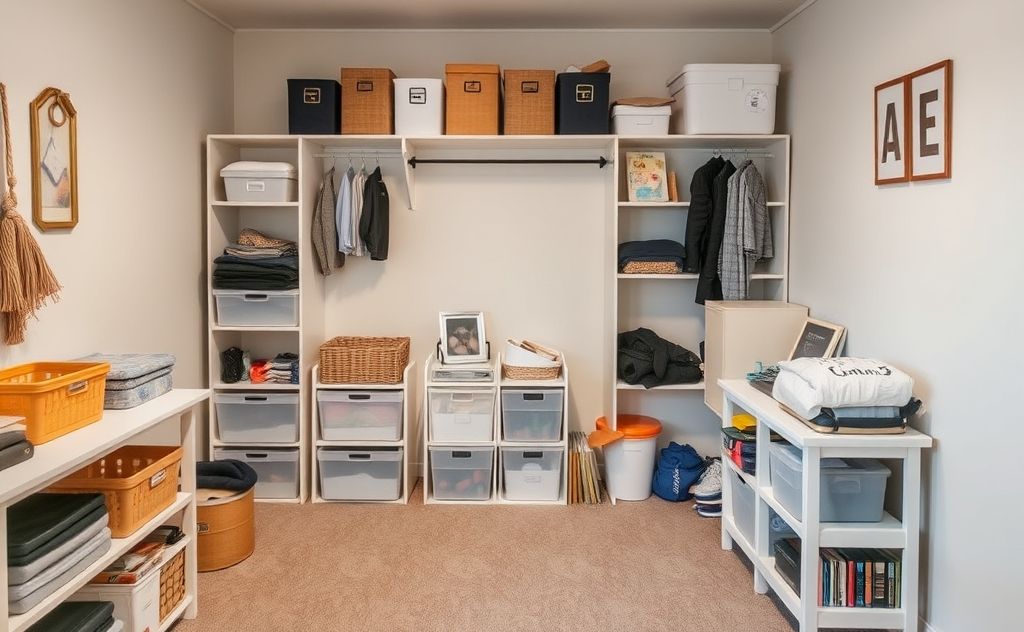 A tidy, organized room with neatly arranged items and minimal clutter.