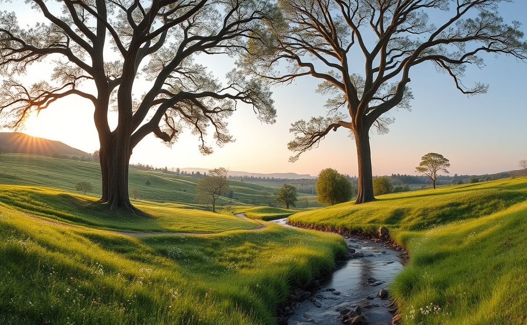 A tranquil landscape featuring nature's harmony and balance.