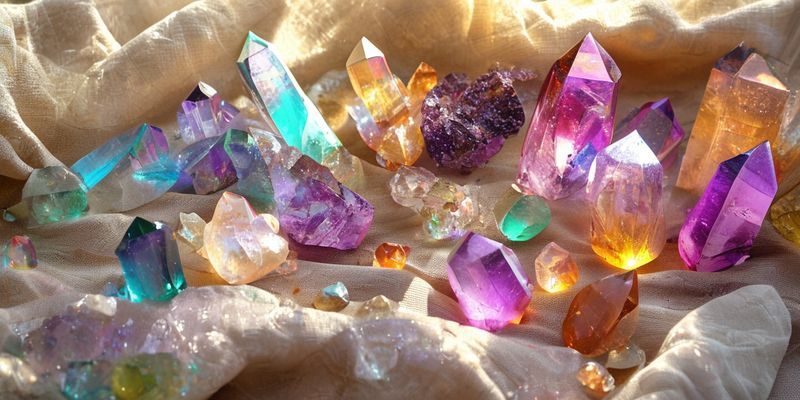 Çeşitli renklerde kristaller