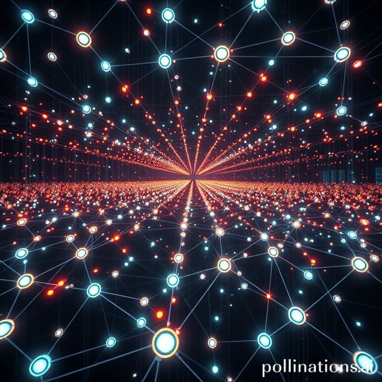 An interconnected network of glowing data points representing the vast landscape of AI tools.