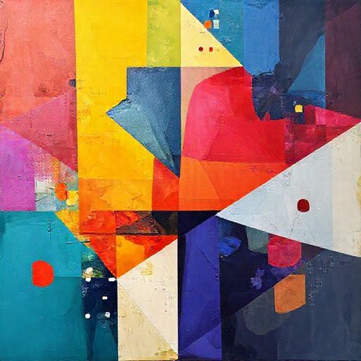 A vibrant abstract art piece with geometric shapes
