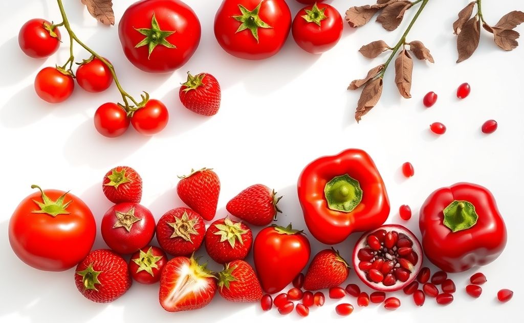 A vibrant assortment of red foods for chakra healing.