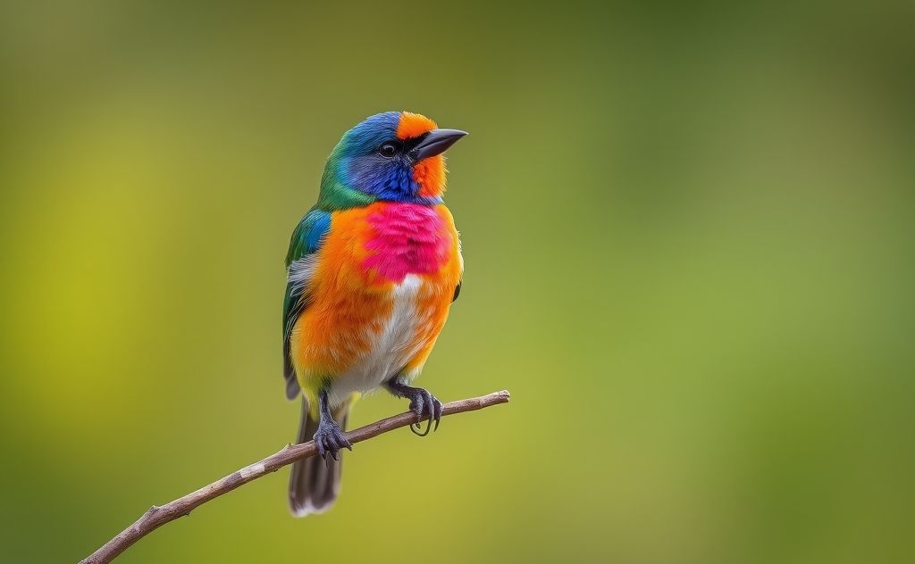 A vibrant bird perched against a beautifully contrasted background.
