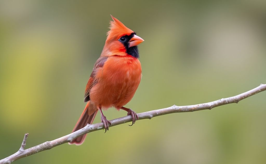 A vibrant cardinal perched on a branch, showcasing its natural behavior.