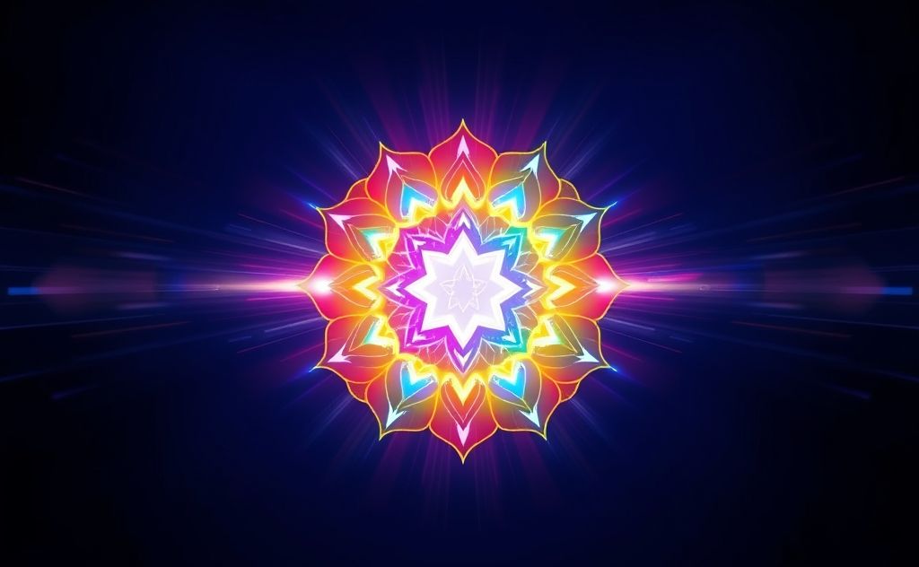 A vibrant chakra symbol radiating energy and light.