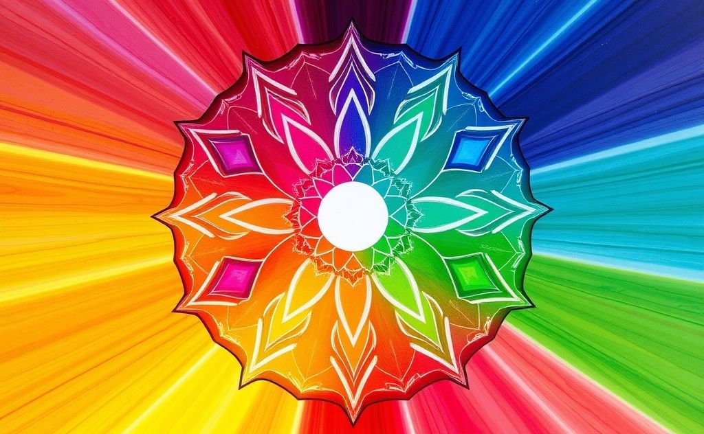 A vibrant color wheel representing the seven chakras.