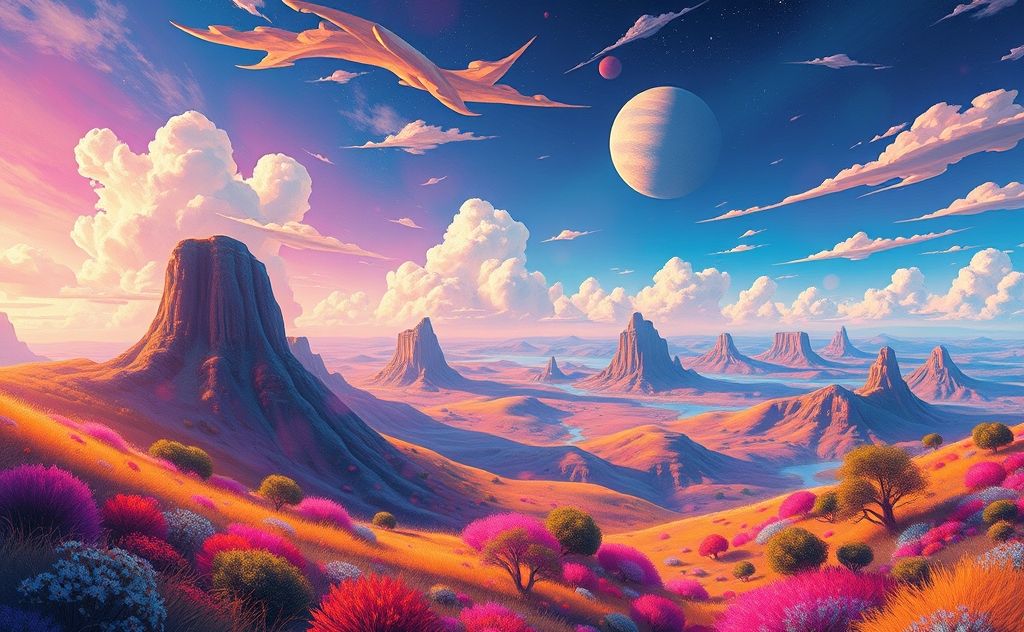 A vibrant digital landscape showcasing abstract adult-themed art.