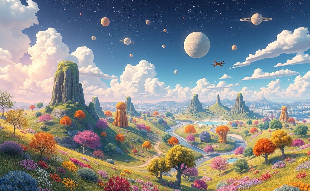 A vibrant digital landscape showcasing diverse AI-generated art.