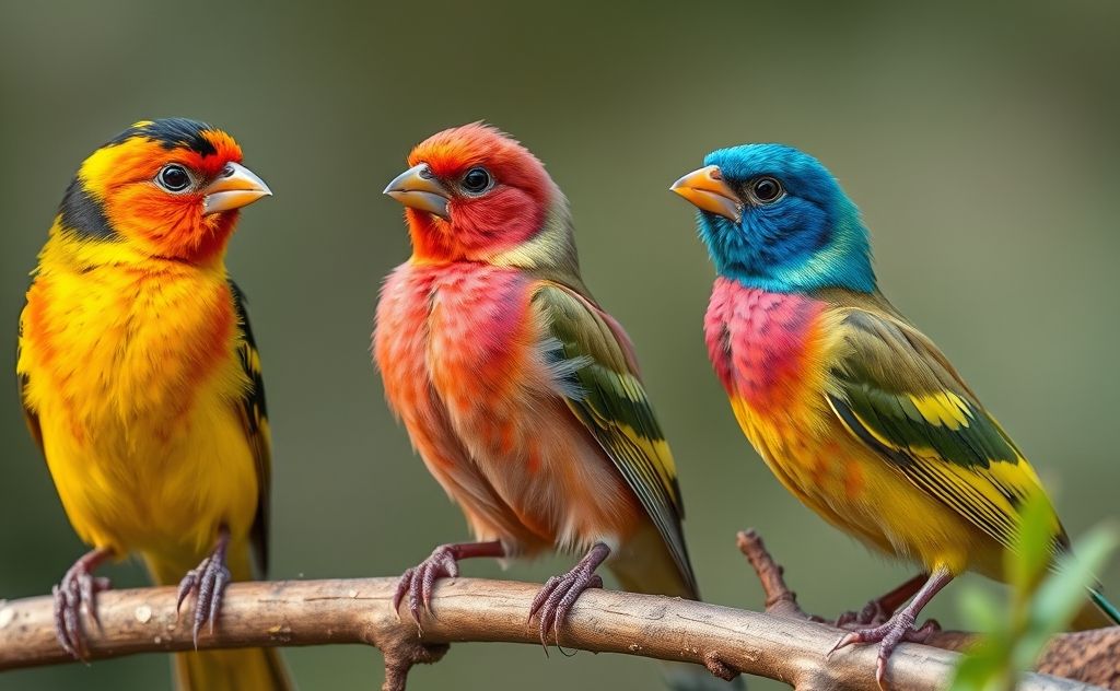 A vibrant display of Bengalese finch color mutations in nature.