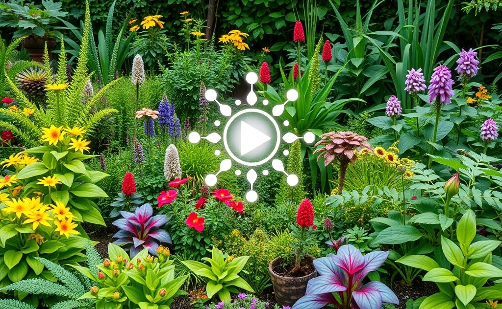 A vibrant garden with diverse plants symbolizing spiritual connection.