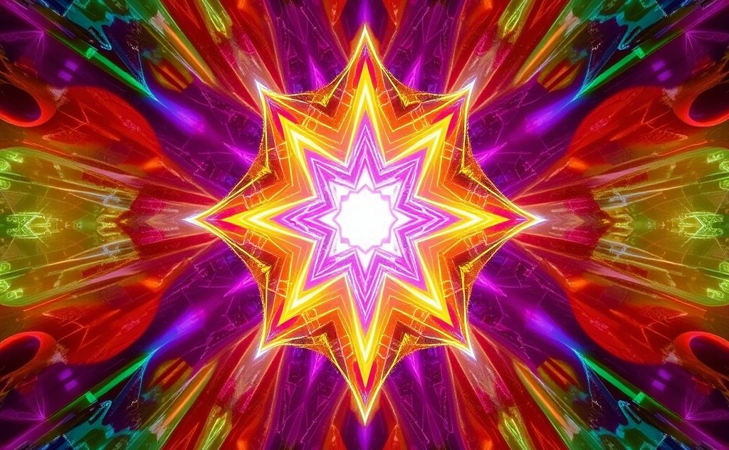 A vibrant geometric pattern of Metatron's Cube aligned in harmony.