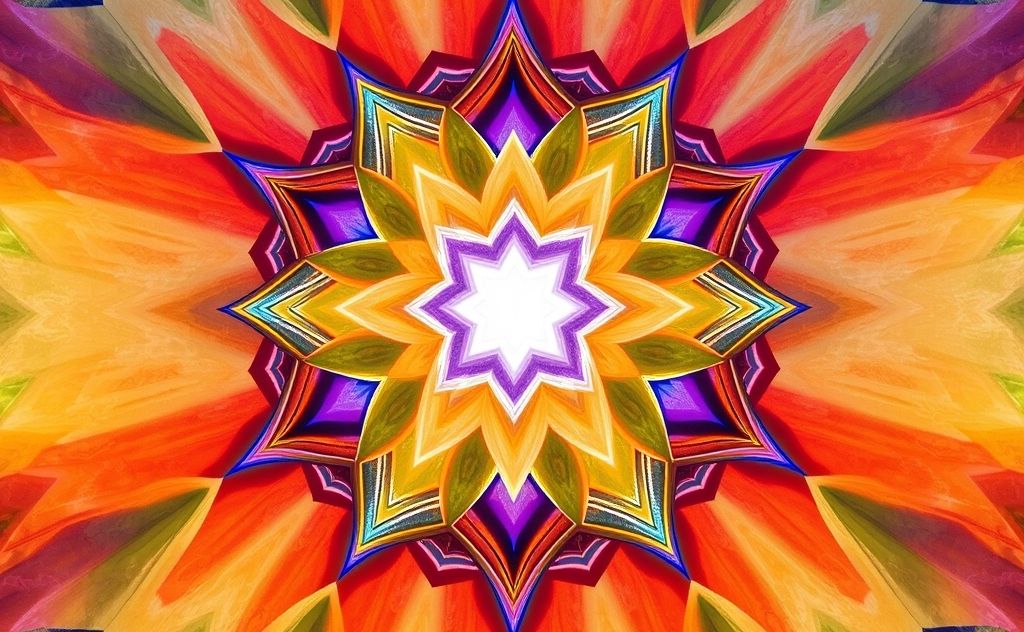 A vibrant geometric pattern representing chakra alignment.