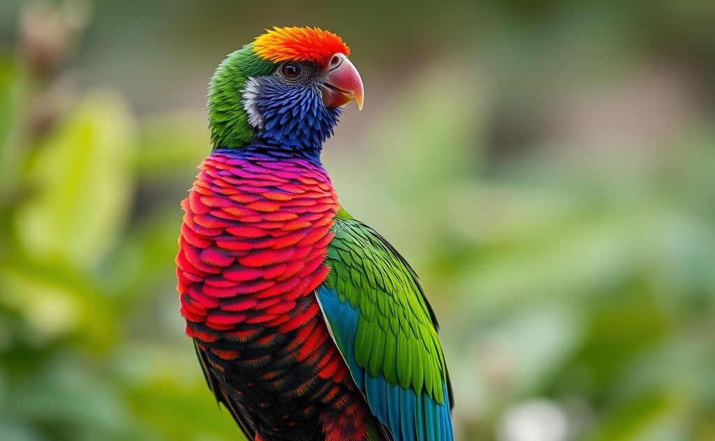 A vibrant male bird displaying its colorful feathers in nature.