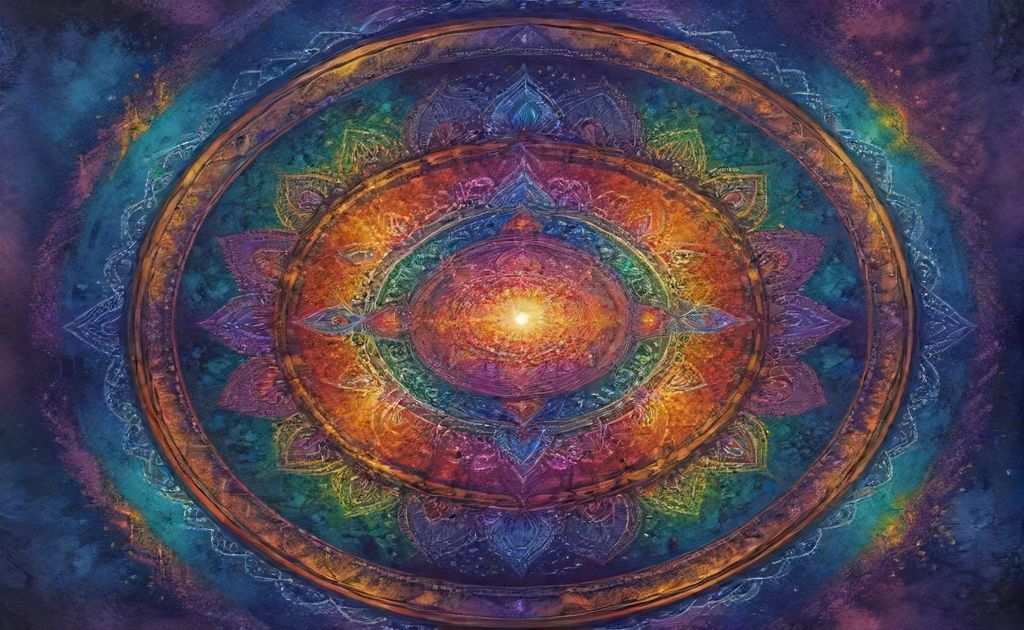 A vibrant mandala with intricate patterns symbolizing healing energy.
